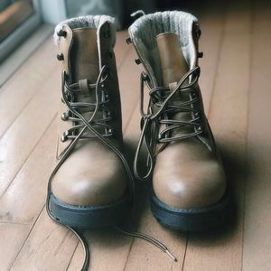 brown size 6 combat boots from Primark